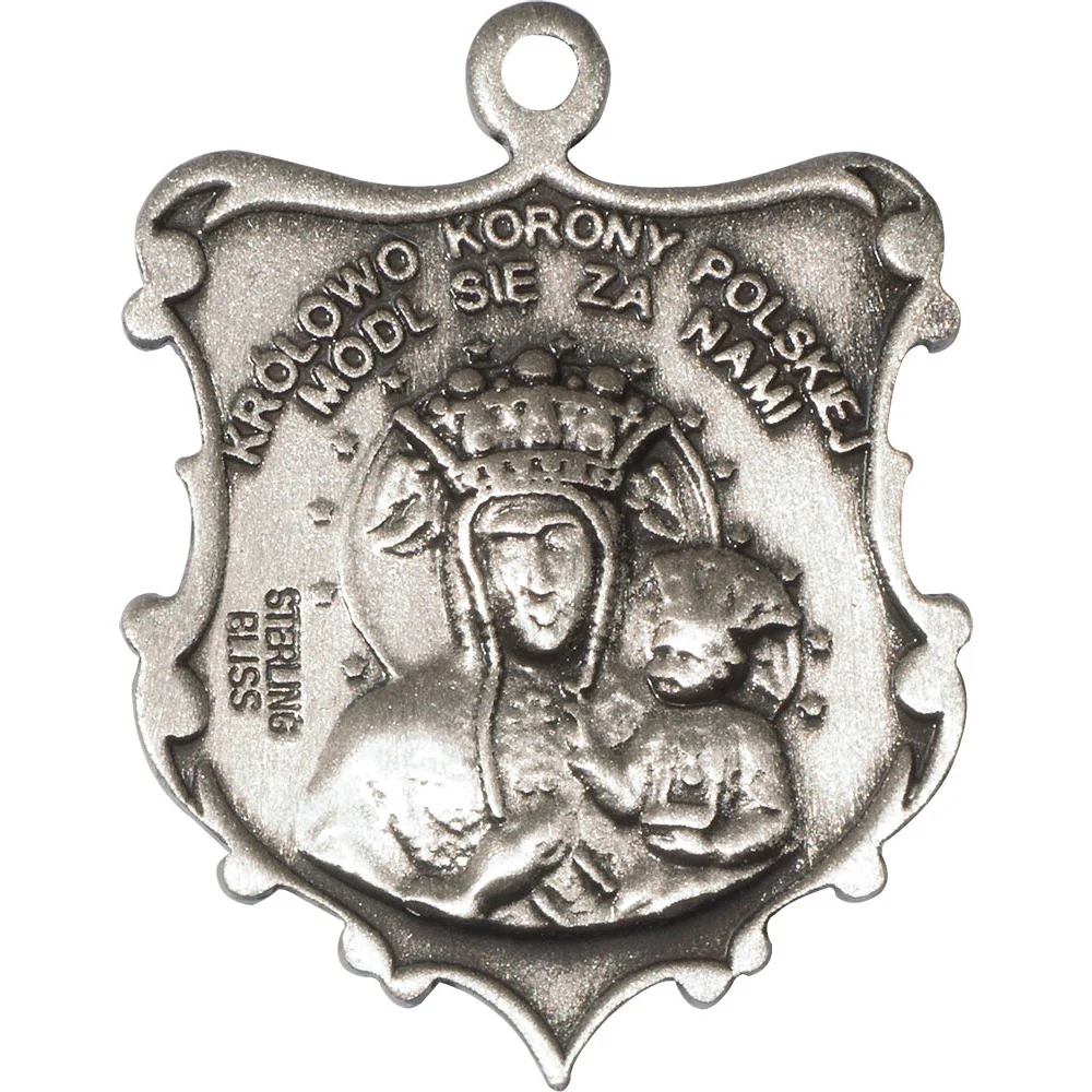 Sterling Silver Our Lady of Czestochowa Pendant 1 X 3/4" - Image 2