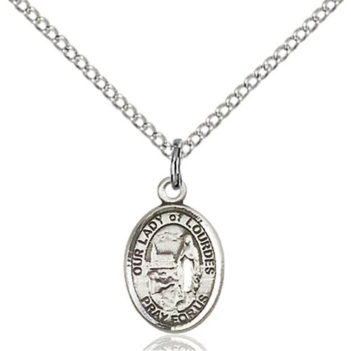 Sterling Silver Our Lady of Lourdes Petite Pendant