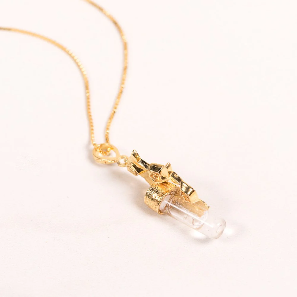 Gold Over Sterling Silver Our Lady of Lourdes Rose Necklace with Lourdes Water - Image 4