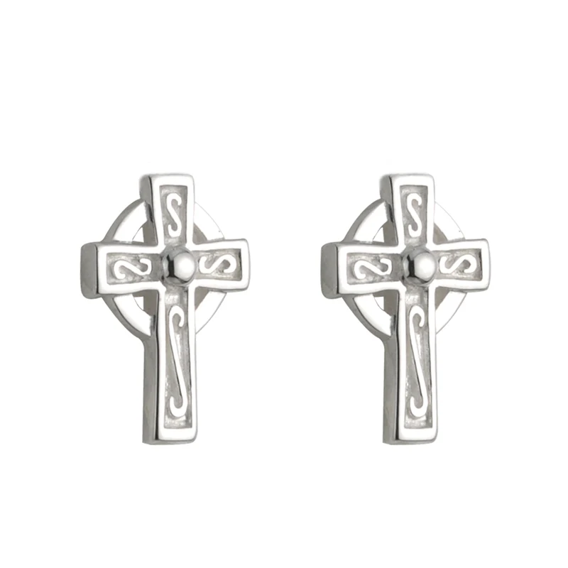 Sterling Silver Petite Celtic Cross Earrings