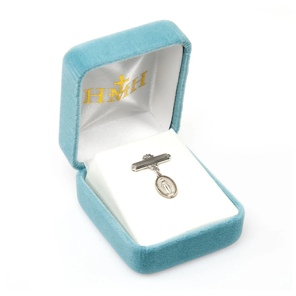 Sterling Silver Petite Miraculous Medal Lapel Pin - Image 2
