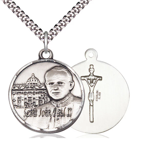 Sterling Silver Pope John Paul II Pendant / Vatican