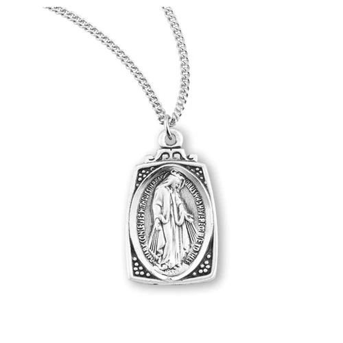 Sterling Silver Profile Miraculous Medal Necklace