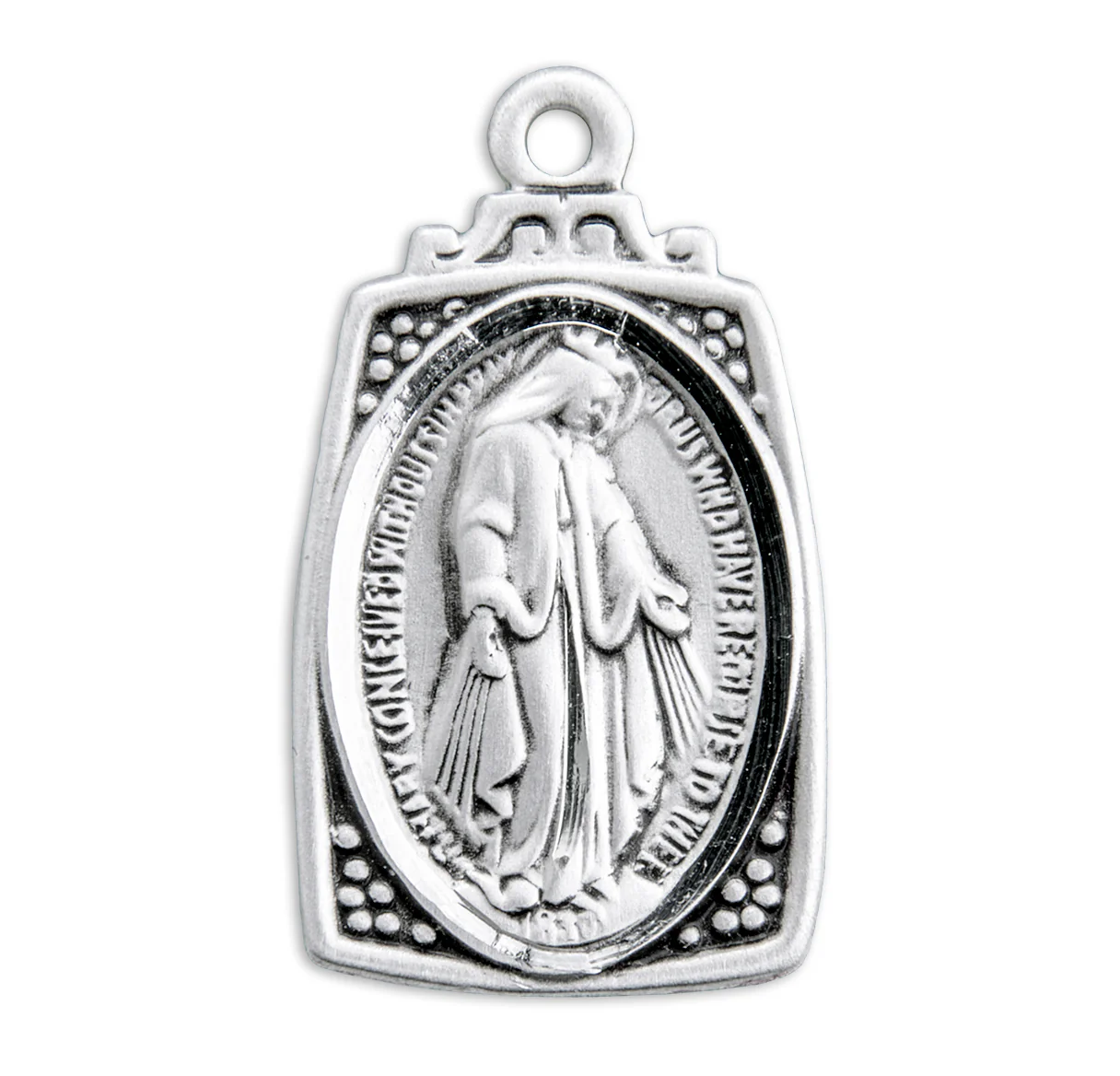 Sterling Silver Profile Miraculous Medal Necklace - Image 2