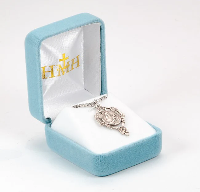 Sterling Silver Rose Wreath Saint Therese Medal - Image 3