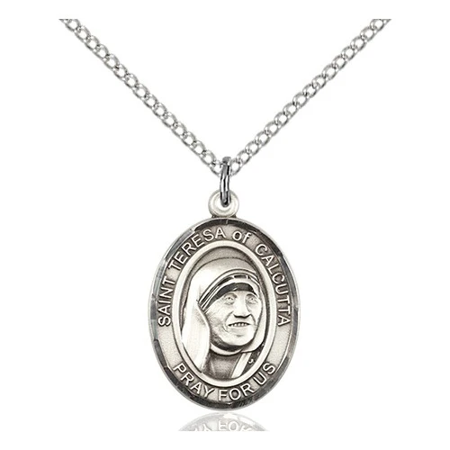 Sterling Silver Saint Teresa of Calcutta Pendant w/ Chain
