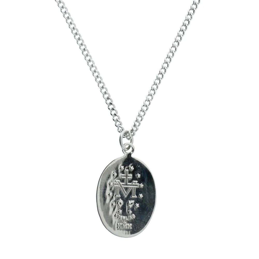 Sterling Silver Scalloped Edge Miraculous Medal - Image 2