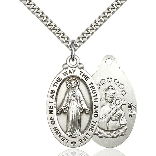 Sterling Silver Scapular Pendant 1 1/4 X 5/8"