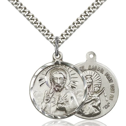 Sterling Silver Scapular Pendant 7/8 X 3/4"