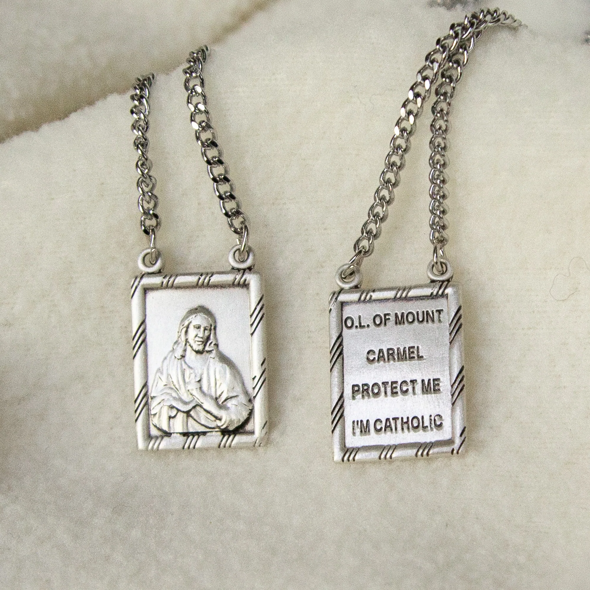 Sterling Silver Scapular with 30 inch Chain