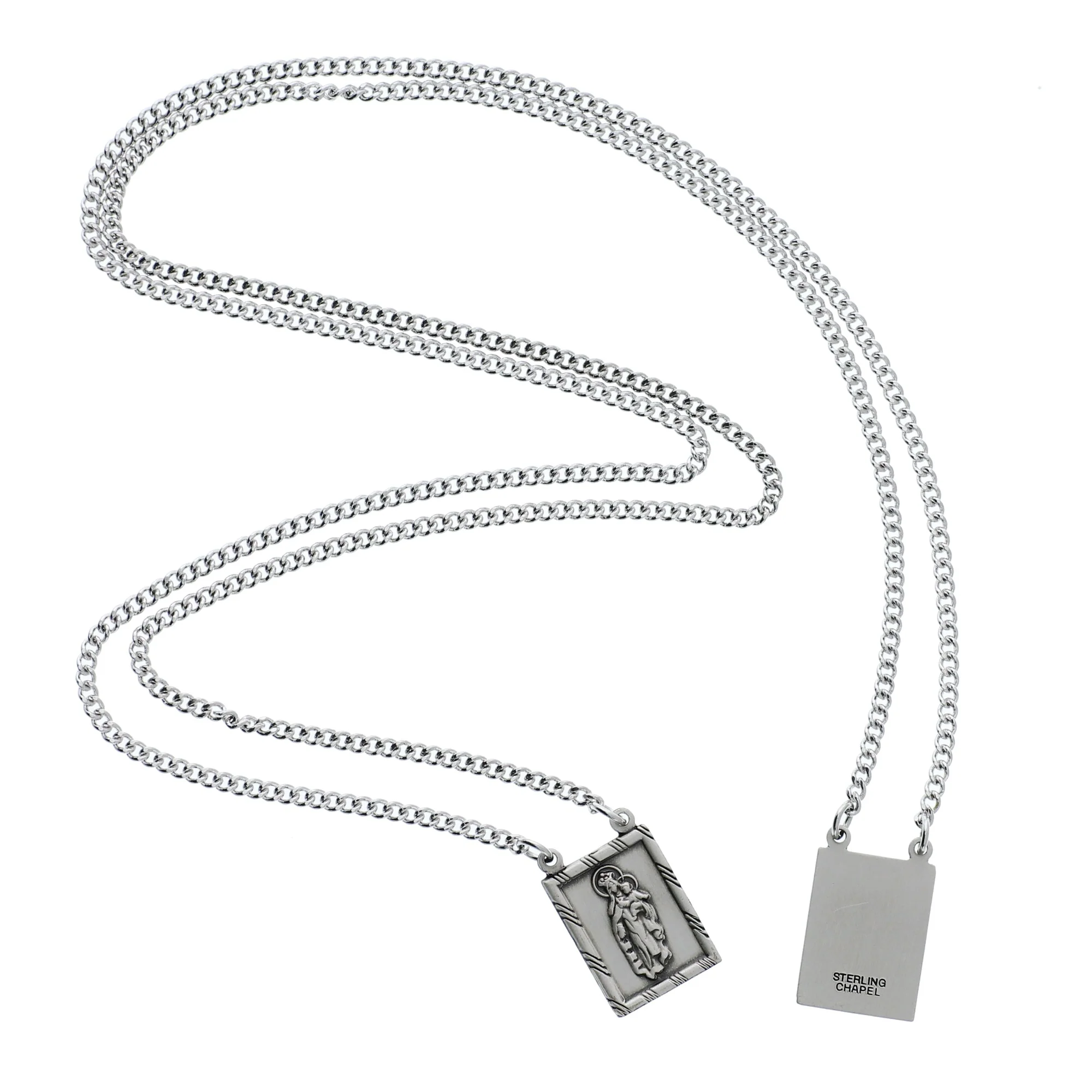 Sterling Silver Scapular with 30 inch Chain - Image 2