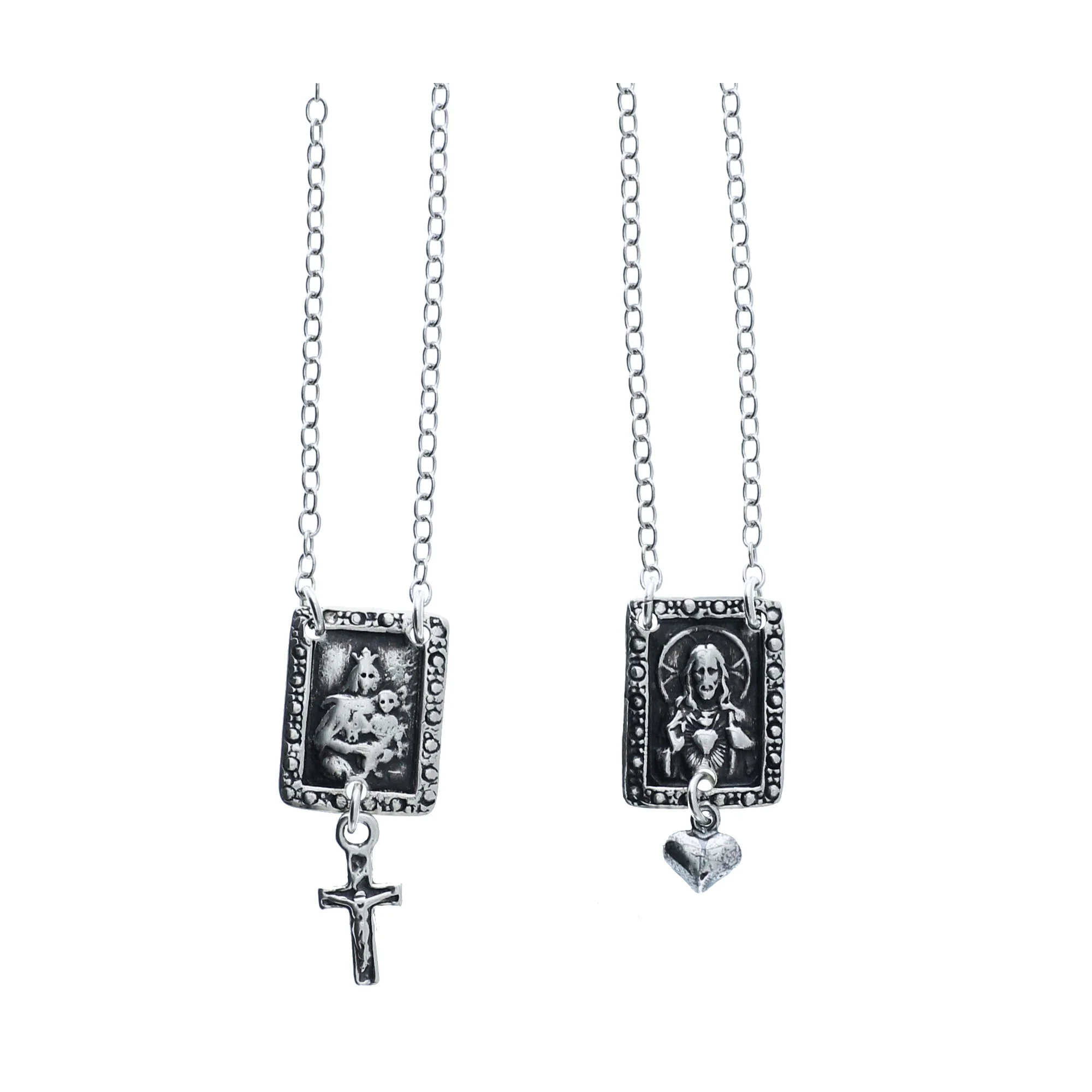 Sterling Silver Scapular with Cross & Heart - Image 2