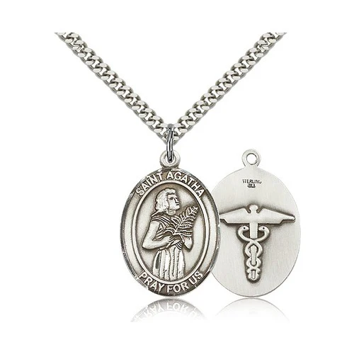 Sterling Silver St. Agatha Nurse Pendant w/ chain