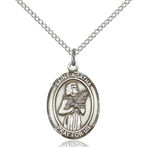 Sterling Silver St. Agatha Pendant w/ Chain