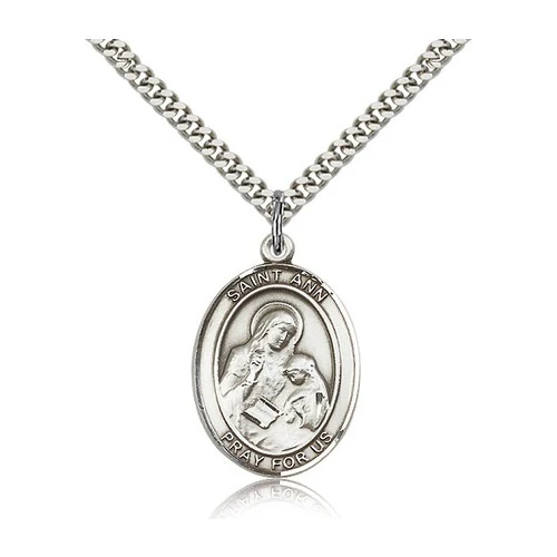 Sterling Silver St. Ann Pendant on 24" chain