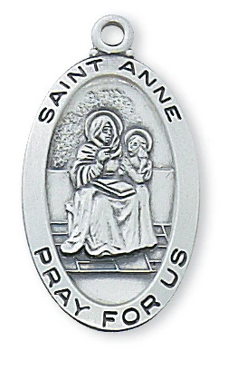 Sterling Silver St. Anne Medal with 18" chain