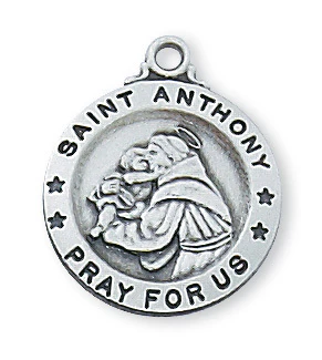 Sterling Silver St. Anthony Medal with 18 inch chain