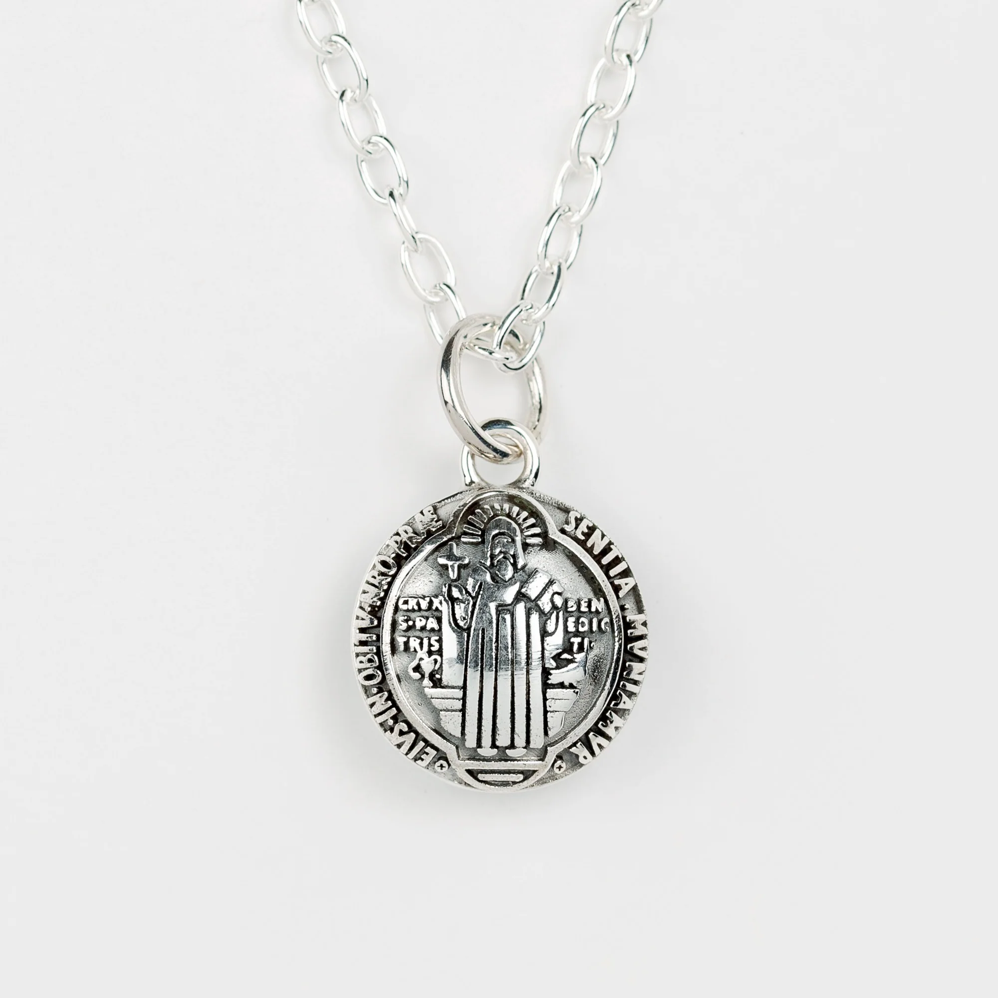 Sterling Silver St. Benedict Charm Necklace