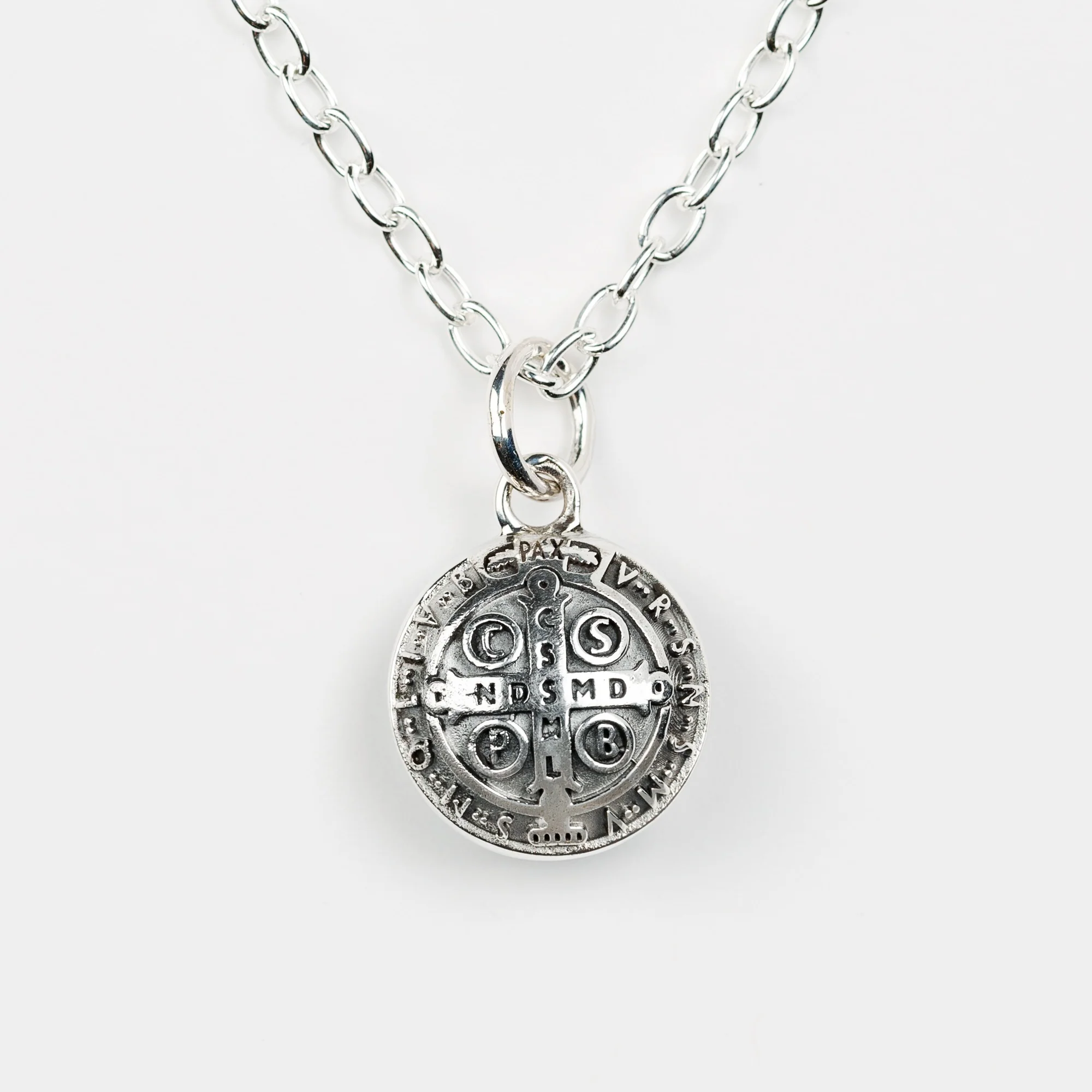 Sterling Silver St. Benedict Charm Necklace - Image 2