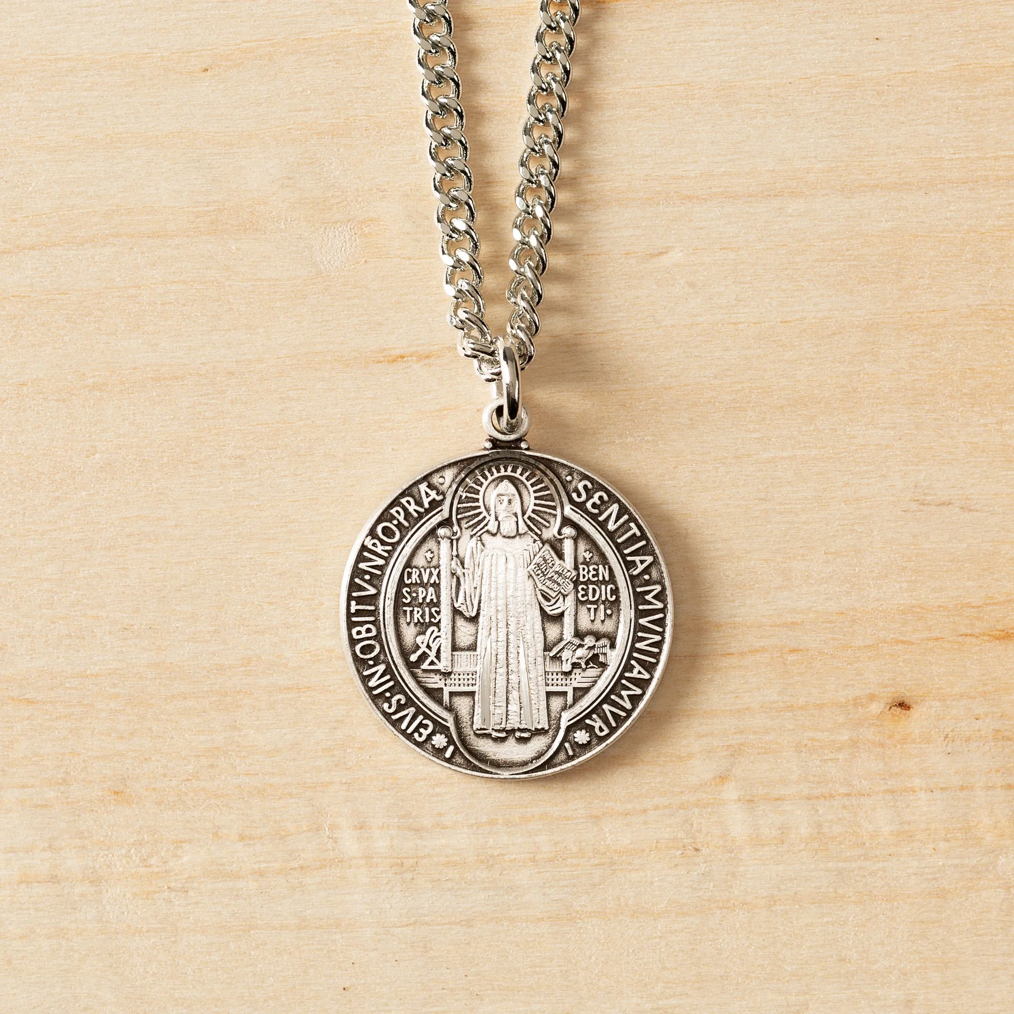 Sterling Silver St. Benedict Medal with 24 inch chain - Image 2