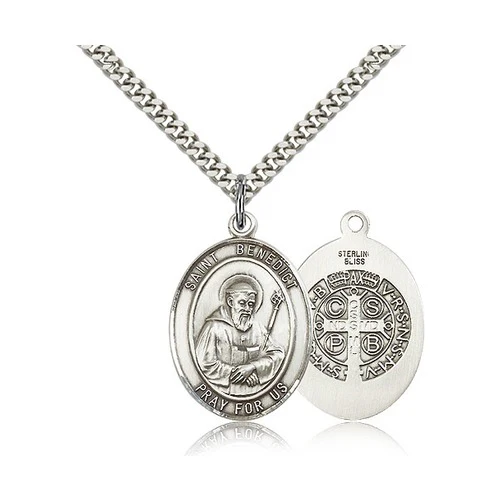 Sterling Silver St. Benedict Pendant w/ chain - Image 2