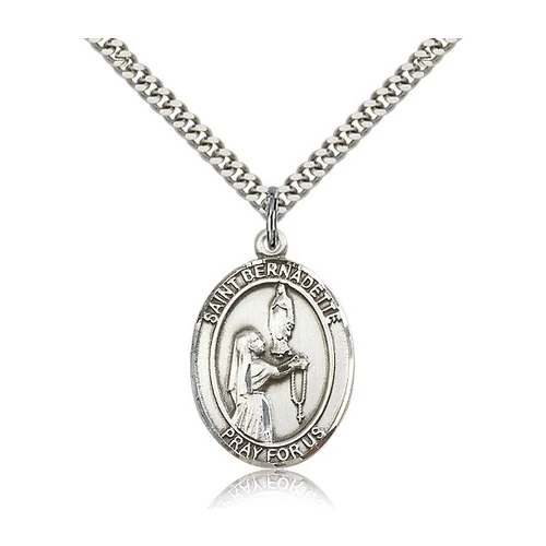 Sterling Silver St. Bernadette Pendant w/ chain