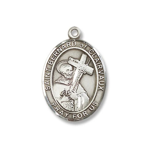Sterling Silver St. Bernard of Clairvaux Pendant w/ Chain