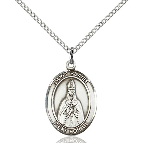 Sterling Silver St. Blaise Pendant w/ Chain