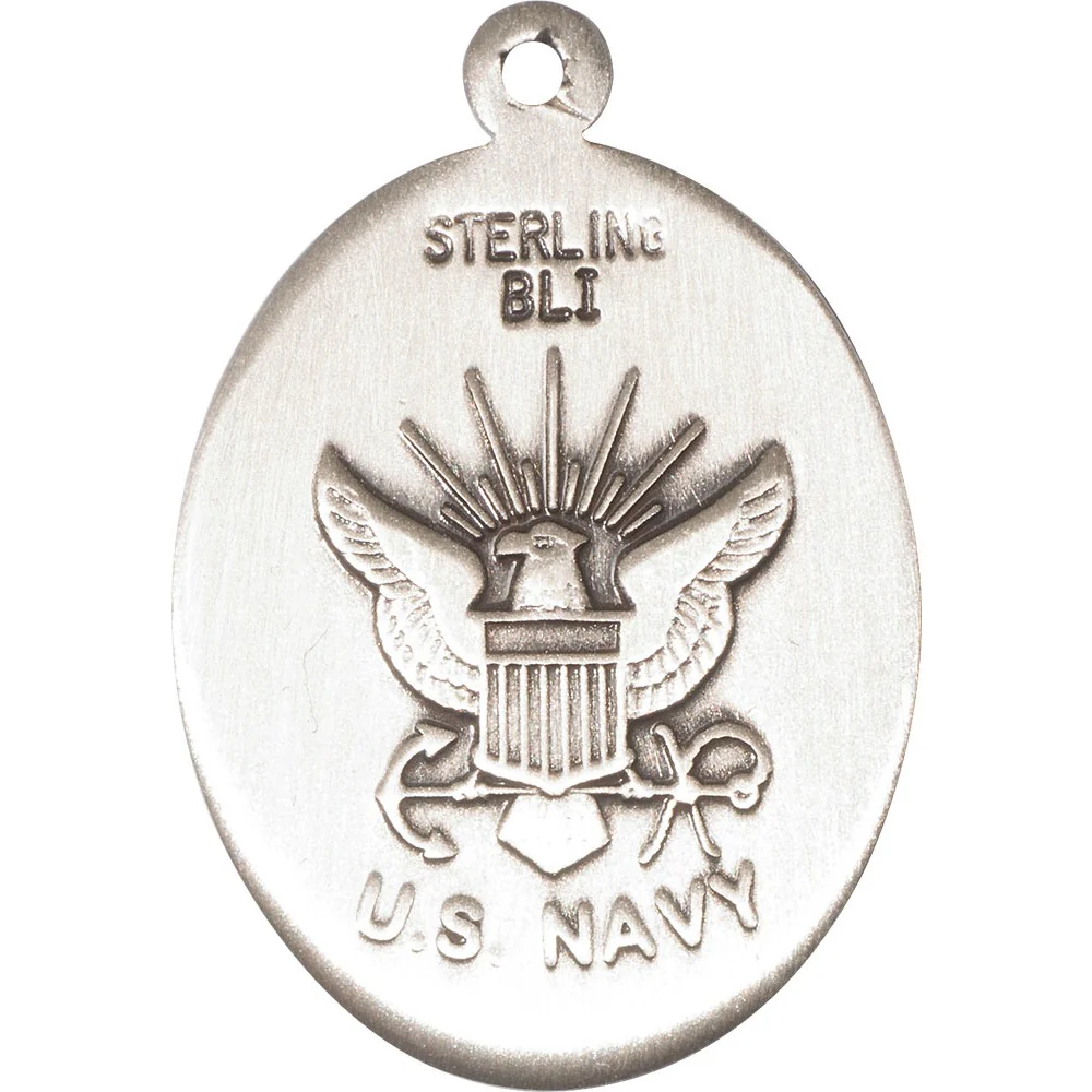 Sterling Silver St. Brendan the Navigator/ Navy Pendant w/ chain - Image 2