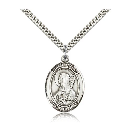 Sterling Silver St. Brigid of Ireland Pendant w/ chain