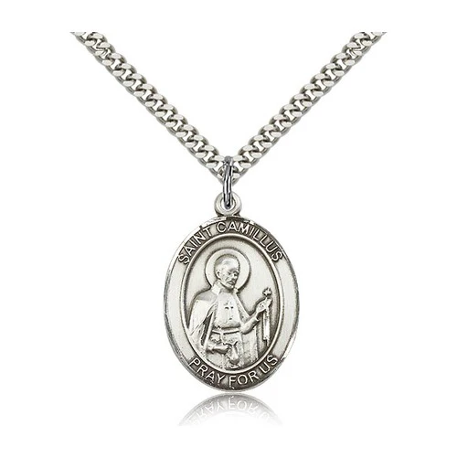 Sterling Silver St. Camillus of Lellis Pendant w/ chain