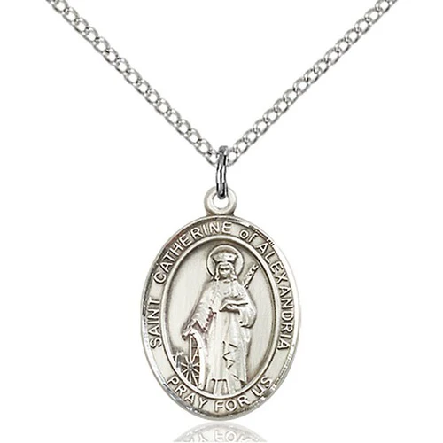 Sterling Silver St. Catherine of Alexandria Pendant