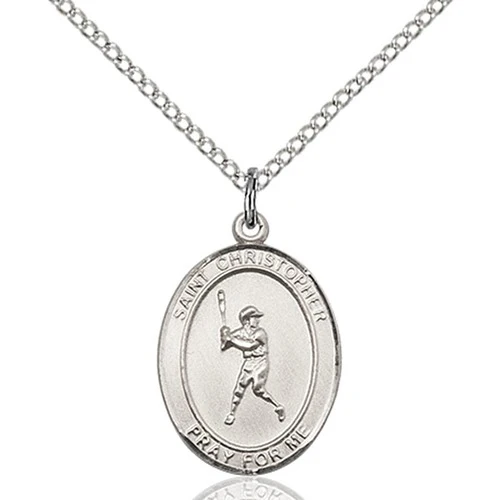 Sterling Silver St. Christopher/Baseball Pendant