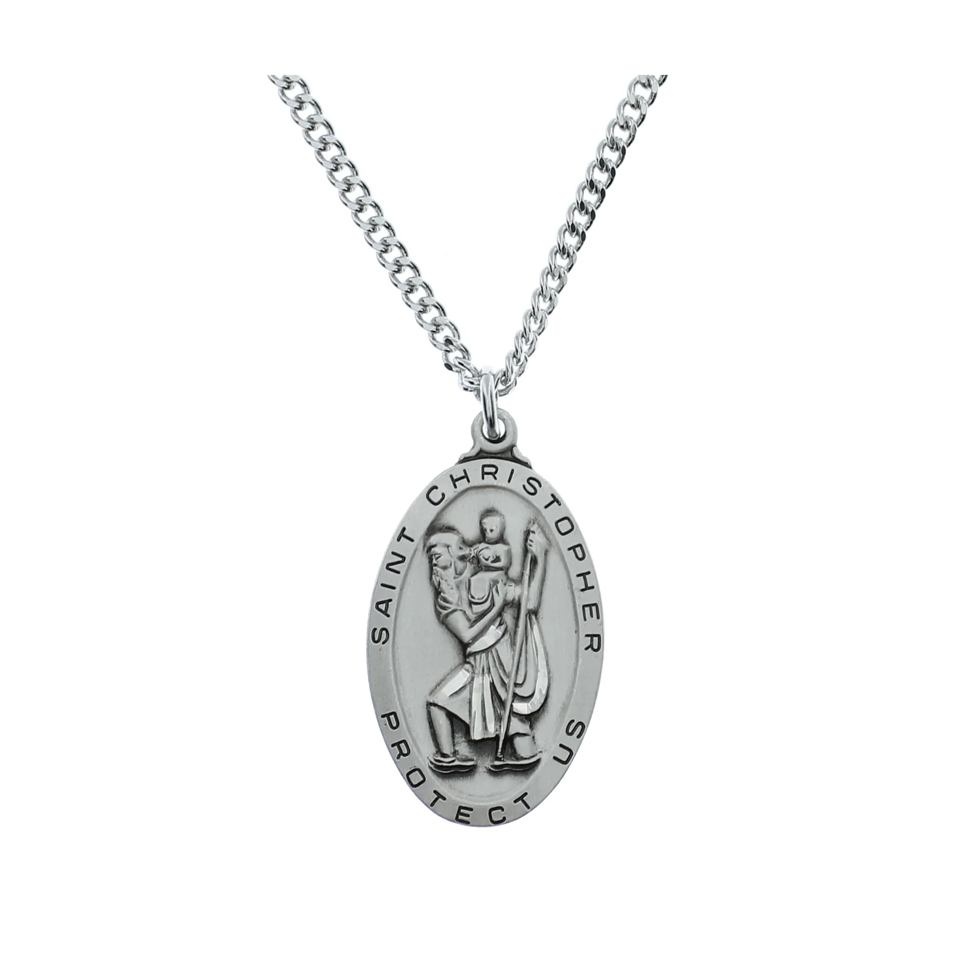 Sterling Silver St. Christopher Medal on 24 inch chain - 2003512 - Image 2