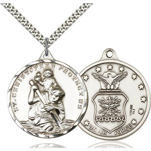 Sterling Silver St. Christopher Pendant / Air Force - 2509523 - Image 2