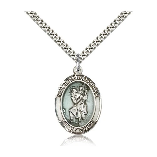 Sterling Silver St. Christopher Pendant w/ Chain - Image 2