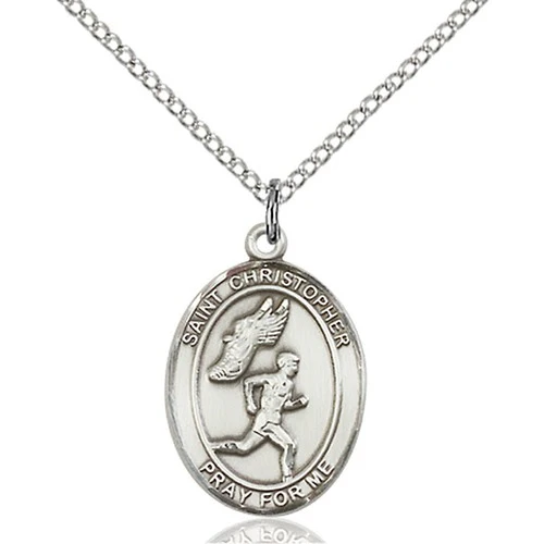 Sterling Silver St. Christopher/Track&Field Men Pe