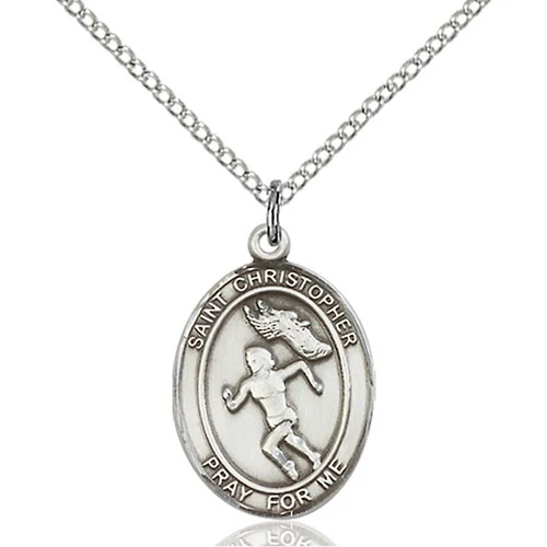 Sterling Silver St. Christopher/Track&Field Women