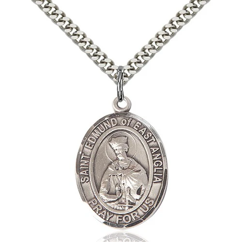 Sterling Silver St. Edmund Of East Anglia Pendant