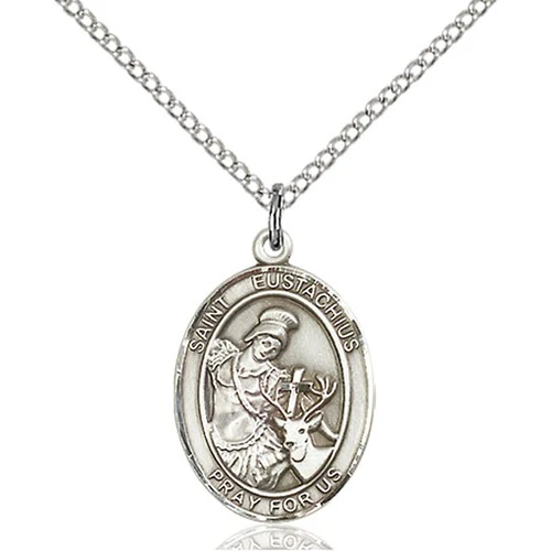 Sterling Silver St. Eustachius Pendant w/ Chain