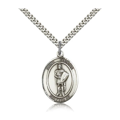 Sterling Silver St. Florian Pendant w/ chain