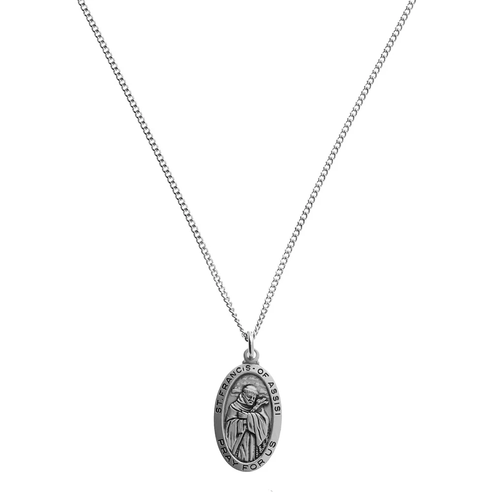 Sterling Silver St. Francis Medal with 18 inch chain