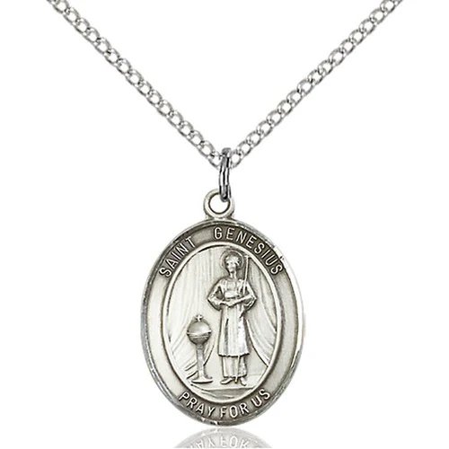 Sterling Silver St. Genesius of Rome Pendant w/ Chain