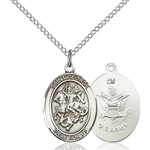 Sterling Silver St. George / Army Pendant w/ Chain
