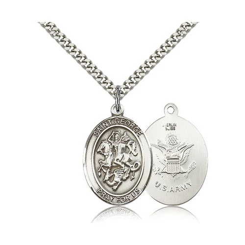 Sterling Silver St. George Pendant w/ US Army Insignia