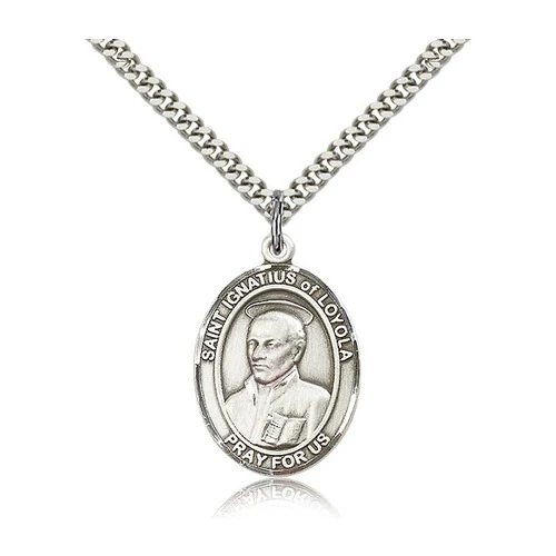 Sterling Silver St. Ignatius of Loyola Pendant w/ chain