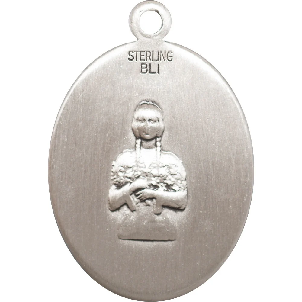 Sterling Silver St. Kateri Takakwitha/ Equestrian Pendant w/ chain - Image 2