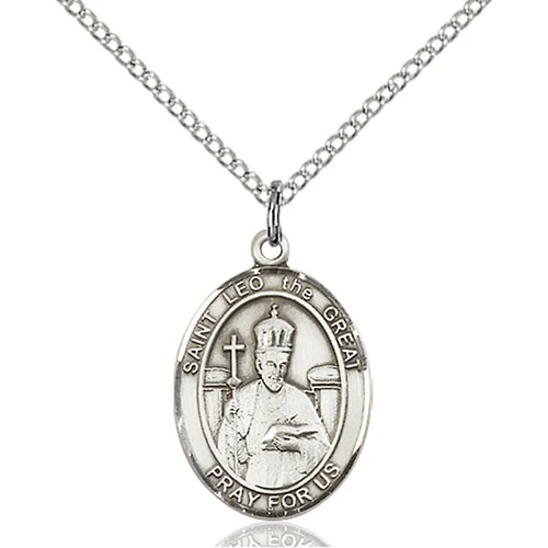Sterling Silver St. Leo the Great Pendant w/ Chain