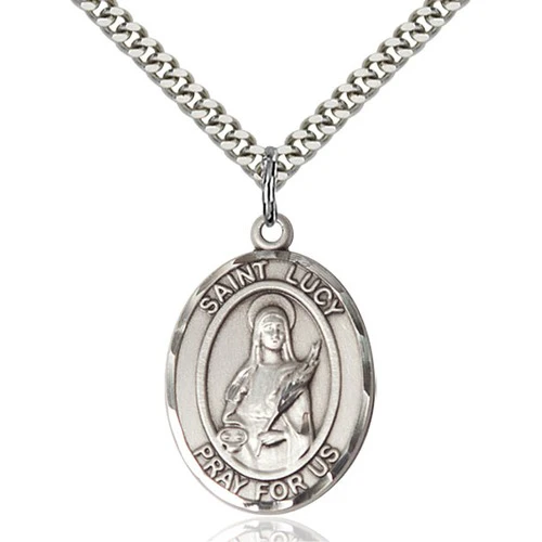 Sterling Silver St. Lucy Pendant 1 X 3/4"