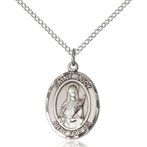 Sterling Silver St. Lucy Pendant 3/4 X 1/2"